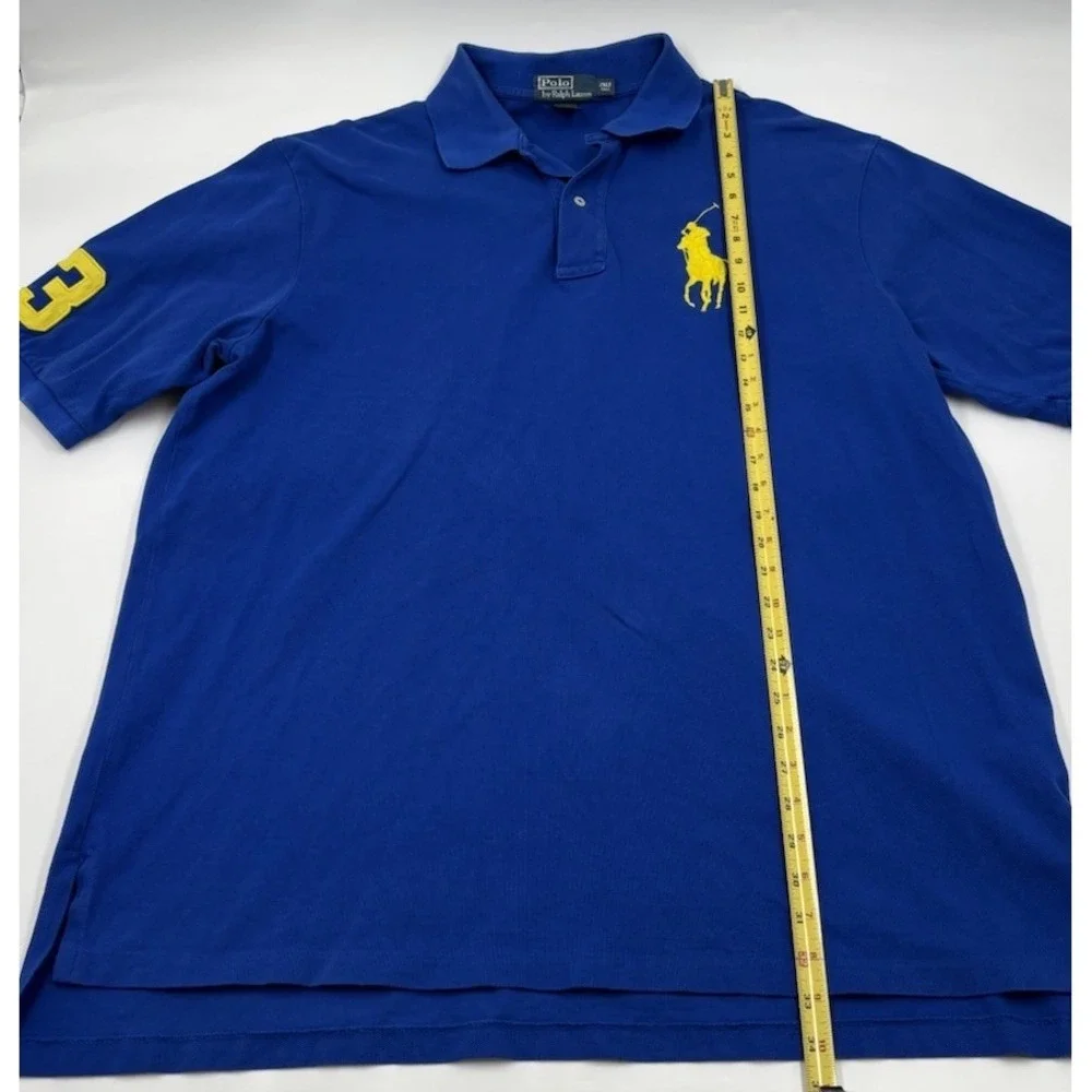 Polo Ralph Lauren Men's 2XLT‎ Cotton Blue Rugby Large Pony Short Sleeve Polo